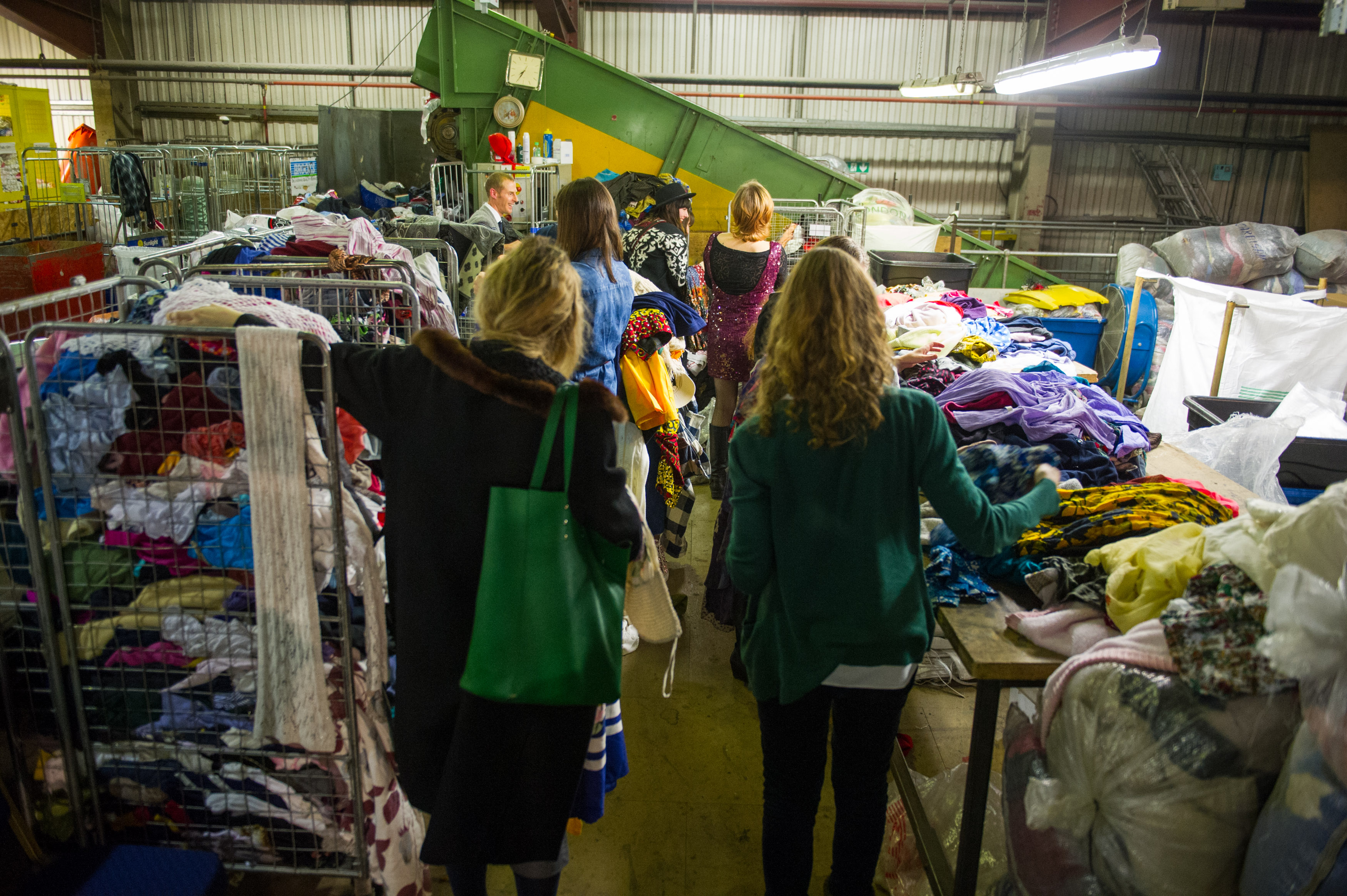 Fashion Salvage event  by loveyourclothes.org.uk LMB textile recycling warehouse, Canning Town, London